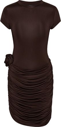 Rotate Draped Mini Dress in Chicory Coffee