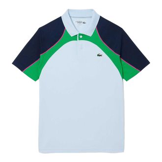 Lacoste Heren Colour Block Ultra Dry Tennis Poloshirt (Wit/Blauw/Groen)