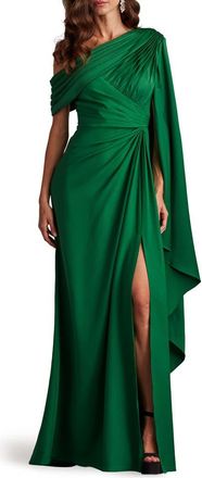 Tadashi Shoji Ember One-Shoulder Draped Gown in Bamboo at Nordstrom, Size 6