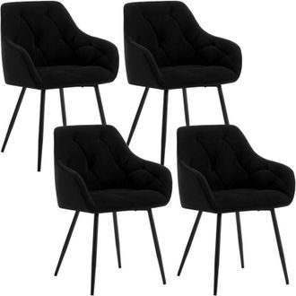 Woltu Set 4 Sedie Moderne da Cucina o Soggiorno in Velluto con Gambe in Metallo Nero - Woltu