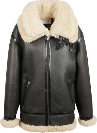 Saint Laurent Shearling-Trimmed Leather Jacket - female - Saint Laurent - Leather Jackets - Black - M - Jackets