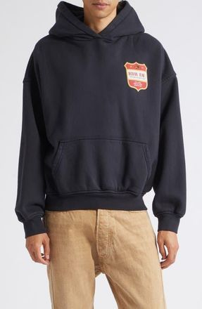 Rhude Filtaro Crest Logo Cotton Fleece Hoodie in Vintage Black/red/yellow at Nordstrom, Size Xx-Large
