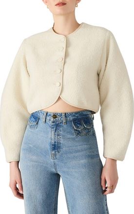 Steve Madden Emlie Collarless Jacket in Cream at Nordstrom, Size Xx-Large