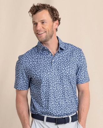 Southern Tide Driver Blossom Bliss Polo Shirt In Light Indigo