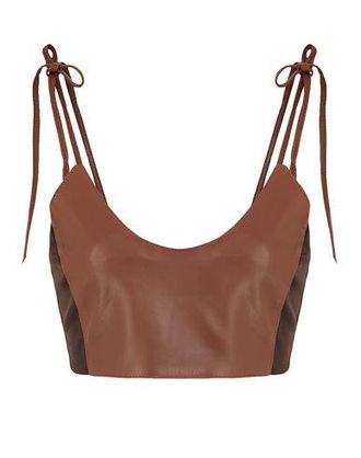 8 by YOOX LEATHER STRINGS BRALETTE TOP