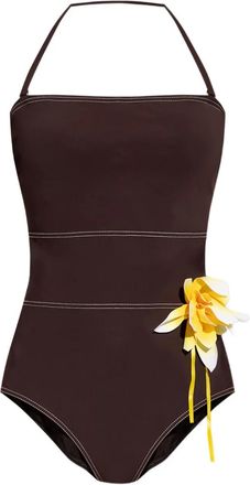 Tory Burch Costume intero a fiori con scollo allamericana - Marrone