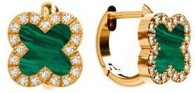 Gabi Rielle Malachite CZ Clover Huggie Hoop Earrings in Gold at Nordstrom Rack