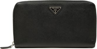 Prada Saffiano Black Leather Long Wallet (Bi-Fold) (Pre-Owned)