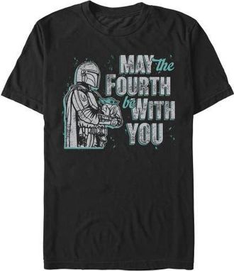 Star Wars Mens Star Wars The Mandalorian Distressed Mando And Grogu May The Fourth T Shirt in Black at Nordstrom, Size Xxx-Large