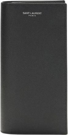 Saint Laurent Portemonnee van generfd leer met meerdere kaartsleuven - Heren - Accessoires - Zwart - Maat: ONE Size Leer