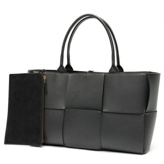 Bottega Veneta Intrecciato Black Leather Tote Bag (Pre-Owned)
