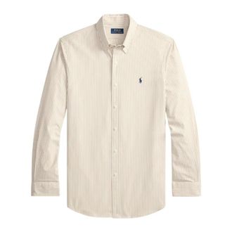 Ralph Lauren Casual Shirts, male, Beige, Size: 2XL Custom Fit Striped Stretch Poplin Shirt
