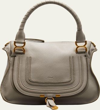 Chlo&eacute; Marcie Medium Double Carry Satchel Bag in Grained Leather