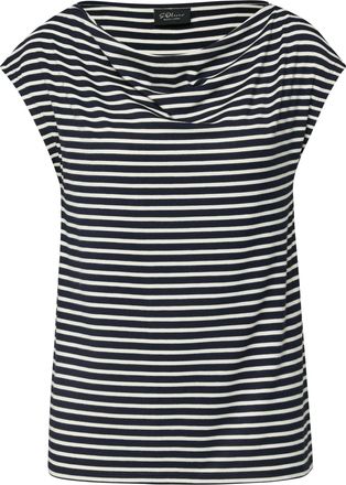 s.Oliver Black Label T-Shirt S.OLIVER BLACK LABEL, Damen, Gr. 34, navy stripe, Jersey, Obermaterial: 95% Baumwolle, 5% Elasthan, gestreift, normal h&uuml;ftbedeckend, Wasserfal