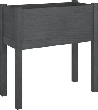 vidaXL Vidaxl - Jardinera de madera maciza de pino gris 70x31x70 cm