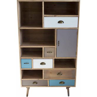 Milani Home Milani Home - Mobiletto in legno con 6 ripiani 1 anta e 7 cassetti colorati park