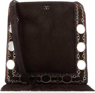 Valentino Garavani Brown Suede Nellcote Crossbody Bag