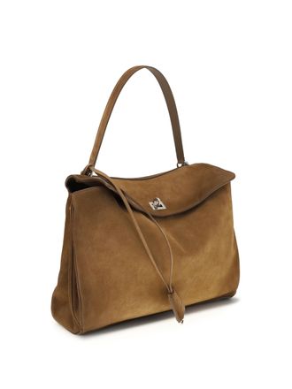 Balenciaga Womens Medium Rodeo Handbag Camel Calf Leather Bos Taurus Shoulder Bags