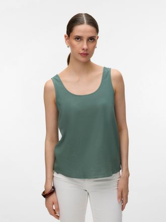 Vero Moda Blusenshirt VERO MODA VMMYMILO S/L TOP WVN GA, Damen, Gr. XL, laurel wreath, Jersey, Obermaterial: 55% Viskose, 45% Leinen, unifarben, regular fit kur