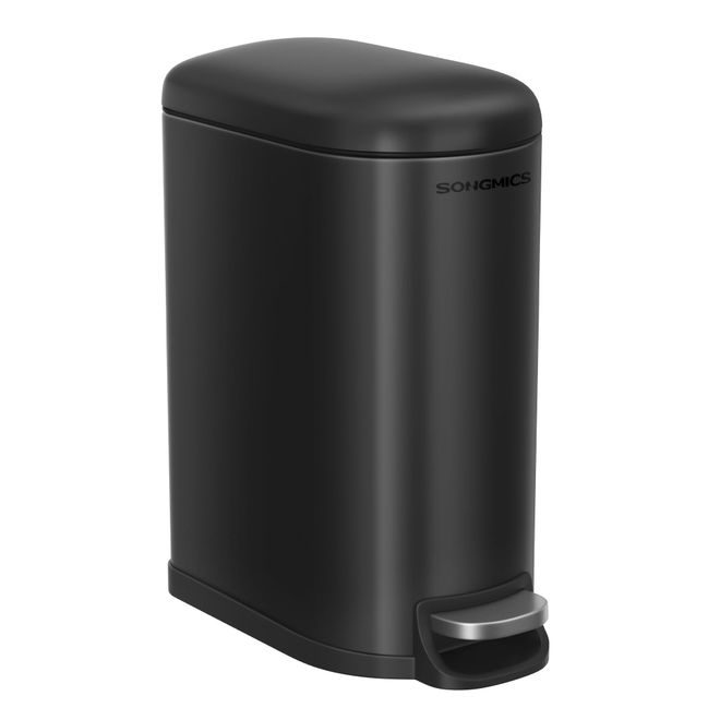 Songmics Kosmetikeimer, 10 Liter, Mülleimer Bad, mit Deckel, Tretmülleimer, Abfalleimer klein, schmal für kleine Räume, Stahl, Softclose, tintenschwarz LTB010B ab 35,99 €