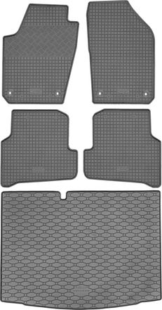 OEM Juego De Alfombrillas De Goma Para Coche Y Alfombrilla Para Maletero Para Skoda Fabia Iii Hatchback (11/2014-08/2021)