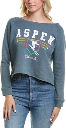 Prince Peter Aspen Colorado Retro Crop Sweatshirt In Slate Blue