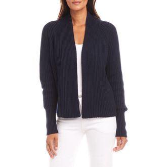 Karen Kane Rib Crop Cardigan in Navy at Nordstrom, Size X-Large