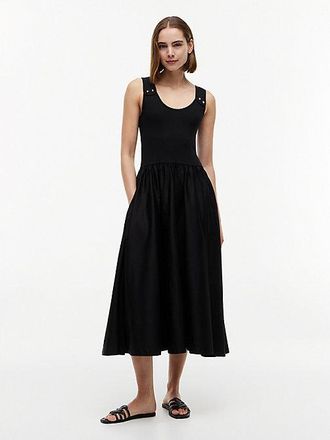 Tommy Hilfiger Gold-Tone Button Slim Mixed Midi Dress