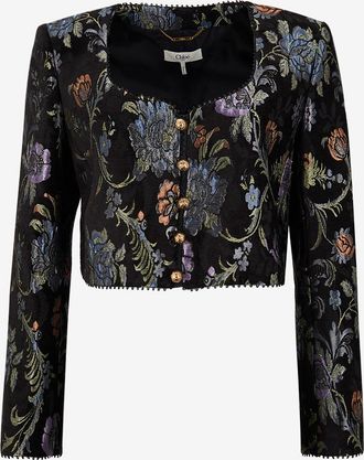 Chlo&eacute; Kurze leichte Jacke aus gebl&uuml;mtem Jacquard