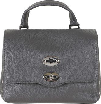 Zanellato Volcano Gray Postina Daily Metal Rivets Leather Handbag