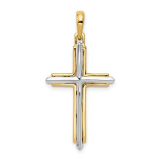 Diamond2Deal 10k Two-tone Fancy Cross Pendant