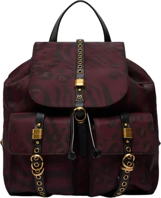 Pinko Nylon Backpack with Flap Closure and Signature Love Birds Logo