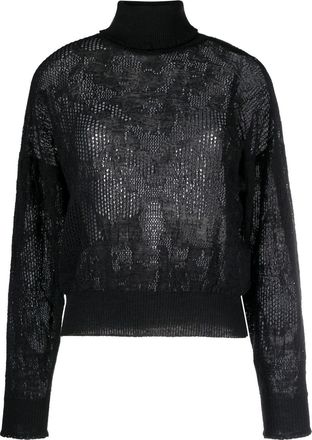 Twin-Set roll-neck knitted top - women - Polyamide/Alpaca/Acrylic - L - Black