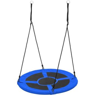 ECD Germany Ecd Germany - Columpio Redondo Infantil &Oslash;100 Cm Azul Balanc&iacute;n Nido Para Ni&ntilde;os Y Adultos Hasta 150 Kg Regulable En Altura Para Interior O Exterior Mece