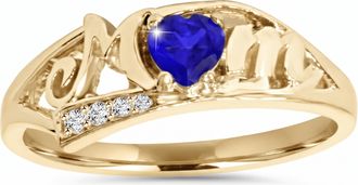 Pompeii3 5/8Ct Heart Shaped Sapphire & Diamond Mom Ring in White, Yellow or Rose Gold