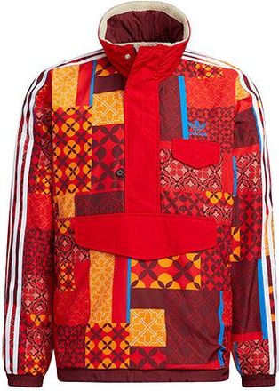 adidas originals Cny Aop Jkt New Years Edition Stay Warm Reversible Stand Collar logo Sports Jacket Red HD0317