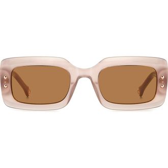 Carolina Herrera 50mm Rectangular Sunglasses in Peach Havana at Nordstrom Rack