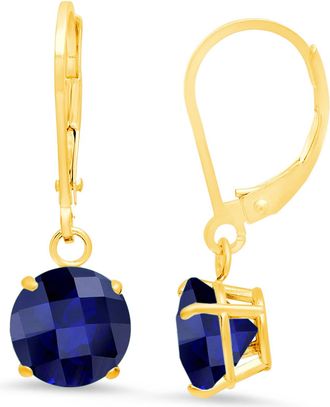 MAX + STONE Solid 10K Yellow or White Gold 8mm Gemstone Dangle Earrings