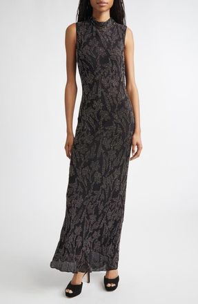 Veronica Beard Sylven Beaded Mock Neck Maxi Dress in Black at Nordstrom, Size 8