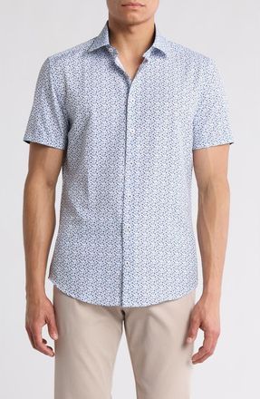 Soul of London Stretch Sport Short Sleeve Button-Up Shirt in White/Blanc at Nordstrom Rack, Size Medium