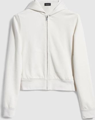 Gucci Cotton Silk Jersey Zip Sweatshirt, White