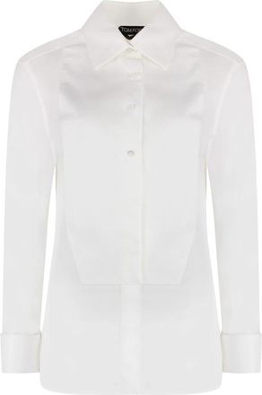 Tom Ford Katoenen Overhemd met Afgeronde Zoom - Dames - Overhemden - Wit - 4XS - Katoen - Overhemden