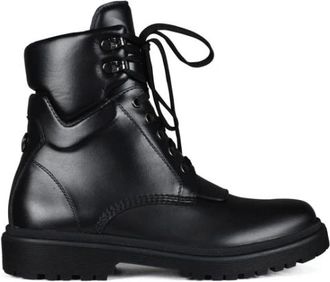 Moncler Patty Vetersluiting Enkellaarsjes - Dames - Veterlaarzen - Zwart - 36 EU - Leer - Schoenen