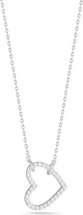 Glaze Jewelry Silver Cz Open Hanging Heart Necklace