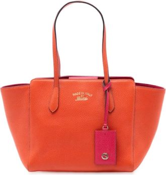 Gucci Pre-owned Tote Bags, female, Orange, Size: ONE SIZE Pre-owned Pebbled Leather Tote Bag