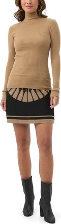 Trina Turk Hempstead Ribbed Turle Neck Sweater in Camel at Nordstrom, Size X-Small