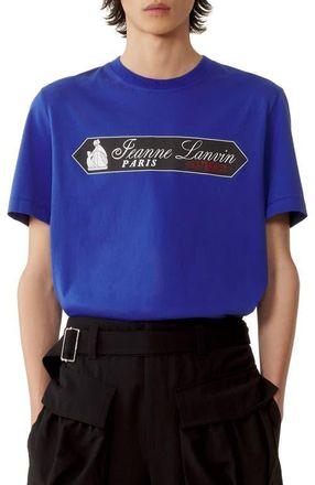 Lanvin Printed Lanvin Signature Label T-Shirt in Pale Blue at Nordstrom, Size Xx-Large