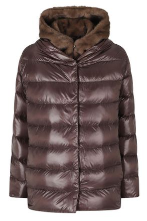 Herno Brown Goose Down Faux Fur Lined Hood Polyamide Down Jacket