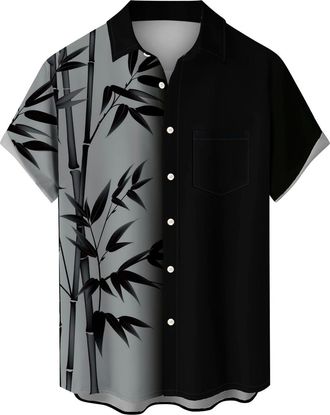 Generic Mens Shirts Long Sleeve Casual Down Beach Flower Shirt and Long Suits Mens Mens Novelty T Shirts (Black, XXXXXL)