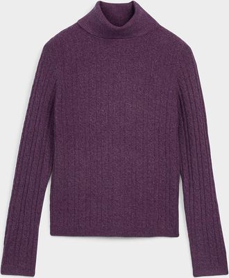 Contemporaine Womens Cable-knit turtleneck sweater